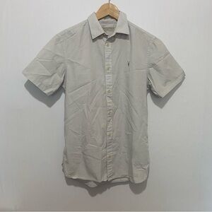 AllSaints Riviera SS Shirt Men’s XS Light Grey Button Up Short Sleeve Cotton
